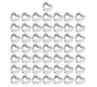 Lot de 50 perles intercalaires en forme de cœur CCB - Pendentifs creux - Accessoire de bijoux à double trou - Parfait pour les fournitures