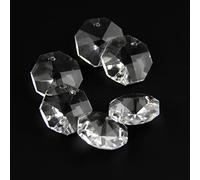 Lot de 50 perles octogonales transparentes en cristal K9 à 2 trous pour brins, 14 mm, 50 pièces