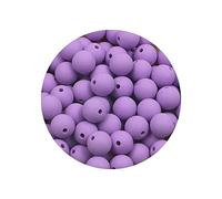 Lot de 50 perles rondes en silicone de 15 mm de couleur unie pour porte-clés, bracelet, collier, fabrication de bijoux, loisirs créatifs