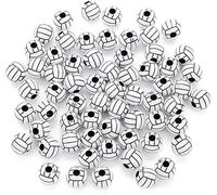 Lot de 50 perles rondes en silicone de 15 mm pour volley-ball de sport, à grand trou, rondes, espaceurs pour fabrication de colliers, bracelets, pendentifs, perles en forme de cœur, travaux manuels et
