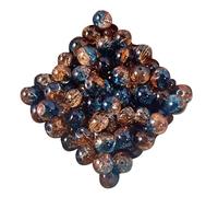 Lot de 50 perles rondes transparentes multicolores en verre texturé pour fabrication de colliers, bracelets, accessoires translucides