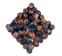 Lot de 50 perles rondes transparentes multicolores en verre texturé pour fabrication de colliers, bracelets, accessoires de décoration de mariage, fournitures en verre