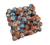 Lot de 50 perles rondes transparentes multicolores en verre texturé pour fabrication de colliers, bracelets, accessoires translucides