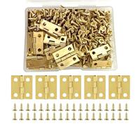 Lot de 50 petites charnières pliables - 15 x 18 mm - Mini charnières d'armoire avec 200 vis - Pour bijoux, boîte en bois, bricolage