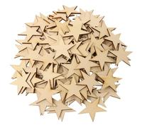 Lot de 50 petites étoiles en bois vierges - Décoration de sapin de Noël - Étoiles en bois - Étoiles en bois - Étoiles décoratives pour bricolage - Décoration de remorque - Dessous de verre en bois