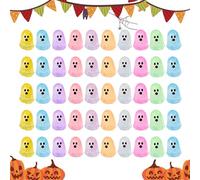 Lot de 50 petites figurines d'Halloween en résine - Décoration lumineuse pour fête, salon, bureau, foyer, terrasse, jardin