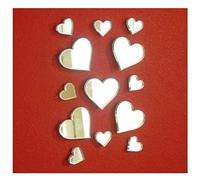 Lot de 50 petits autocollants miroir en forme de cœur pour loisirs créatifs et collimage, autocollant miroir en acrylique en forme de cœurs