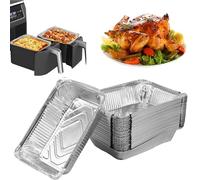 Lot de 50 petits bols en aluminium - 22 x 16 x 5 cm - Jetables - 1100 ml - Petits bols en aluminium - Résistants à l'eau - Pour la cuisson, les friteuses à air chaud, les fours à micro-ondes