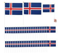 Lot de 50 petits drapeaux d'Islande sur bâton 12, 7 x 20, 3 cm, souvenirs d'Islande, décorations de drapeau à main, défilé fête, fierté nationale, paquet en vrac pour événements, fêtes, écoles