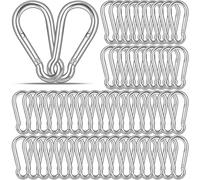 Lot de 50 petits mousquetons argentés de 5,9 cm M6 en acier galvanisé pour randonnée, camping, hamacs, laisses de chien, sac à dos