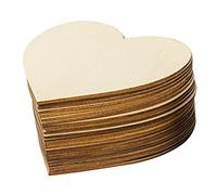 Lot de 50 pièces de bois brut - 10 x 10 cm - En forme de cœur - Pour travaux manuels, peinture, dessous-de-verre, pyrogravure, teinture brûlée, décoration de Noël