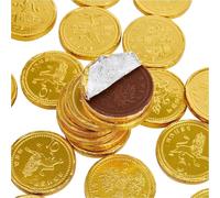 Lot de 50 pièces de monnaie dorées en chocolat au lait, bonbons au chocolat, cadeau d'anniversaire et de Noël