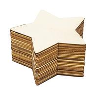 Lot de 50 pièces vierges en bois brut - 10,2 cm - Décorations en bois naturel pour projets de bricolage et décoration de fête de Noël et de mariage (forme d'étoile)