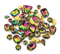 Lot de 50 Pierres Cristal différentes Formes, à Coudre ou Faire soi-même, la Main, en Vrac, for Sacs, Chaussures et vêtements(Rianbow)