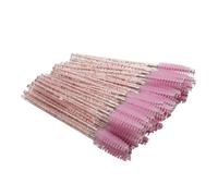 Lot de 50 pinceaux à cils exquis outils de maquillage pour la Saint-Valentin avec baguettes à poils doux pour sourcils, pincettes à sourcils, tige en cristal, rose