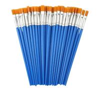 Lot de 50 pinceaux d'artiste plats 8 mm - Petits pinceaux d'artiste en nylon - Petits pinceaux pour peinture à l'huile, aquarelle, gouache, peinture acrylique - Pour débutants, artistes et amateurs de