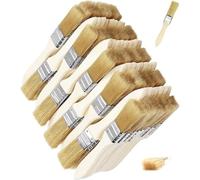 Lot de 50 pinceaux de peinture en forme de copeaux de 2,54 cm - Ensemble de pinceaux professionnels avec manche en bois pour peinture, teintures, vernis, colles et bricolage à la maison