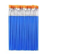 Lot de 50 pinceaux de peinture en poils de nylon pour acrylique, aquarelle, gouache et huile, manche court de 167 mm avec virole durable, bleu
