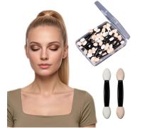 Lot de 50 pinceaux jetables pour fard à paupières, éponge double couleur, manche noir de 6,5 cm pour coloration cosmétique
