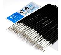 Lot de 50 pinceaux synthétiques en martre pour Peinture Acrylique, à l'huile et à l'aquarelle - Rond Pointu (Taille #1 (Taille L)