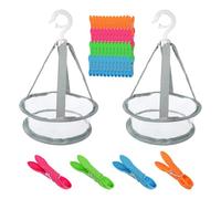 Lot de 50 pinces à linge avec panier à linge sans empreinte - En plastique résistant au vent - Pour cordes à linge et cintres