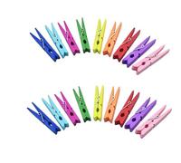 Lot de 50 pinces à linge colorées en bois de 7,4 cm, 10 couleurs pour clips, photos, décoratives, petites pinces colorées en bois, 10 couleurs de chaque