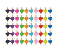 Lot de 50 pinces à linge colorées pour photos d'amour, clips en bois pour cartes de vacances, accessoires décoratifs parfaits pour photos, artisanat, mariages, fêtes