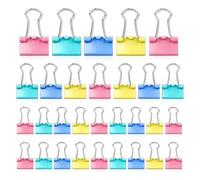 Lot de 50 pinces à reliure colorées, améliorez votre organisation avec 3 tailles de pinces pliantes en métal, pinces colorées en forme de bouledogue, pinces de papeterie pour l'école et le bureau (15