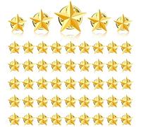 Lot de 50 pin's en forme d'étoile dorée de 1,6 cm avec pentagramme - Décoration de fête des anciens combattants