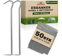 Gardebruk Piquets de Fixation Tente - Lot au Choix 50/100/150/200 - Acier Ø3,5mm - Sardine Piquet Terre Tente Jardin, Nombre:50er Set