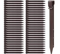 Lot de 50 piquets de sol en plastique de 24.6 cm pour bordures de paysage, planches de terrasse et pelouse de jardin, piquets robustes pour sable et bois de plage (marron)