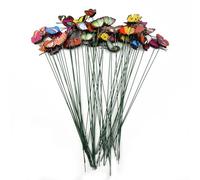 Lot de 50 piquets papillon en PVC pour décoration de parterre de fleurs avec effet ailes vibrantes montées sur ressort