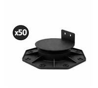 Lot de 50 plots 18-30 mm pour terrasse bois et composite - L: 148 mm - l: 148 mm - Noir
