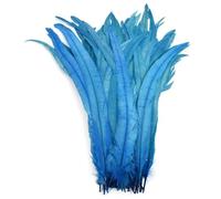 Lot de 50 plumes de coq colorées pour travaux manuels, noir et blanc, grandes plumes de faisan, synthèse de plumes de faisan, accessoires décoratifs de carnaval, bleu lac, 35-40 cm
