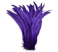 Lot de 50 plumes de coq de 25 à 45 cm, plumes de queue de coq de poulet, décoration à faire soi-même, matériaux de fixation de mouches, violet, 25-30 cm