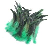 Lot de 50 plumes de coq naturelles - 20 à 25 cm - Pour travaux manuels, mariage, maison, décoration de fête - Vert