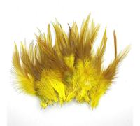 Lot de 50 plumes de coq naturelles - Environ 10-15 cm - Jaune - Tête - 24 plumes de queue - Pour mariage, Noël, carnaval, fête, décoration de la nature, loisirs créatifs