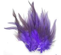 Lot de 50 plumes de coq naturelles - Environ 10-15 cm - Violet - Tête - 24 plumes de queue - Plumes de queue - Pour mariage, Noël, carnaval, fête, décoration de la nature - Artisanat