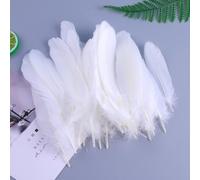Lot de 50 plumes d'oie naturelles de 10 à 17 cm pour loisirs créatifs, ailes d'ange, attrape-rêves, cosplay et décoration de fête de mariage (blanc)