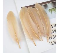 Lot de 50 plumes d'oie naturelles de couleurs mélangées - 10 à 17 cm - Pour loisirs créatifs, ailes d'ange, attrape-rêves, cosplay et décoration de fête de mariage (café clair)