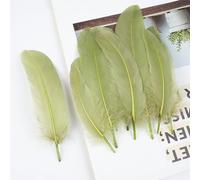 Lot de 50 plumes d'oie naturelles de couleurs mélangées, 10 à 17 cm, pour loisirs créatifs, ailes d'ange, attrape-rêves, cosplay et décoration de fête de mariage (olive terne)