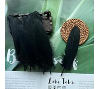 Lot de 50 plumes d'oie naturelles en vrac - 10 à 17 cm - Pour loisirs créatifs, ailes d'ange, attrape-rêves, cosplay et décoration de fête de mariage (noir)