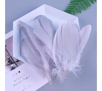 Lot de 50 plumes d'oie naturelles en vrac - 10 à 17 cm - Pour loisirs créatifs, ailes d'ange, attrape-rêves, cosplay et décoration de fête de mariage (gris)