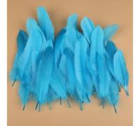 Lot de 50 plumes d'oie naturelles en vrac - 10 à 17 cm - Pour loisirs créatifs, ailes d'ange, attrape-rêves, cosplay et décoration de fête de mariage (bleu lac)