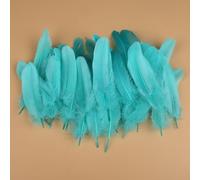 Lot de 50 plumes d'oie naturelles en vrac - 10 à 17 cm - Pour loisirs créatifs, ailes d'ange, attrape-rêves, cosplay et décoration de fête de mariage (bleu paon)
