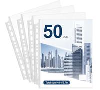 Lot de 50 Pochette Plastique A5, Pochettes à Reliure, Plastique Perforée