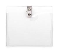 Lot de 50 porte-badges d'identification et porte-cartes en métal avec clip crocodile - Par lanyards Tomorrow - En PVC - Portefeuille horizontal Étanche 11 x 9,5 cm Peut contenir jusqu'à 10,6 x 8 cm