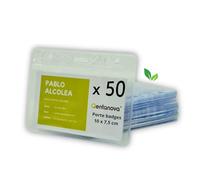 Lot de 50 porte-cartes d'identité recyclées transparentes horizontales pour cartes d'identification, badge, étui en plastique pour cartes d'identification