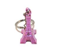 Lot de 50 Porte clefs Paris Tour Eiffel en métal et en Couleur métallisée - Couleur Rose Clair - Taille de la Tour Eiffel 4CM