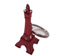 Lot de 50 Porte clefs Paris Tour Eiffel en métal et en Couleur métallisée - Couleurs diverses - Taille de la Tour Eiffel 4CM (Rouge)